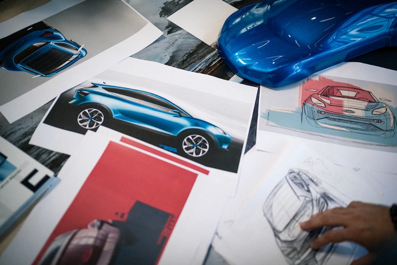 Sketches of Ford vehicles