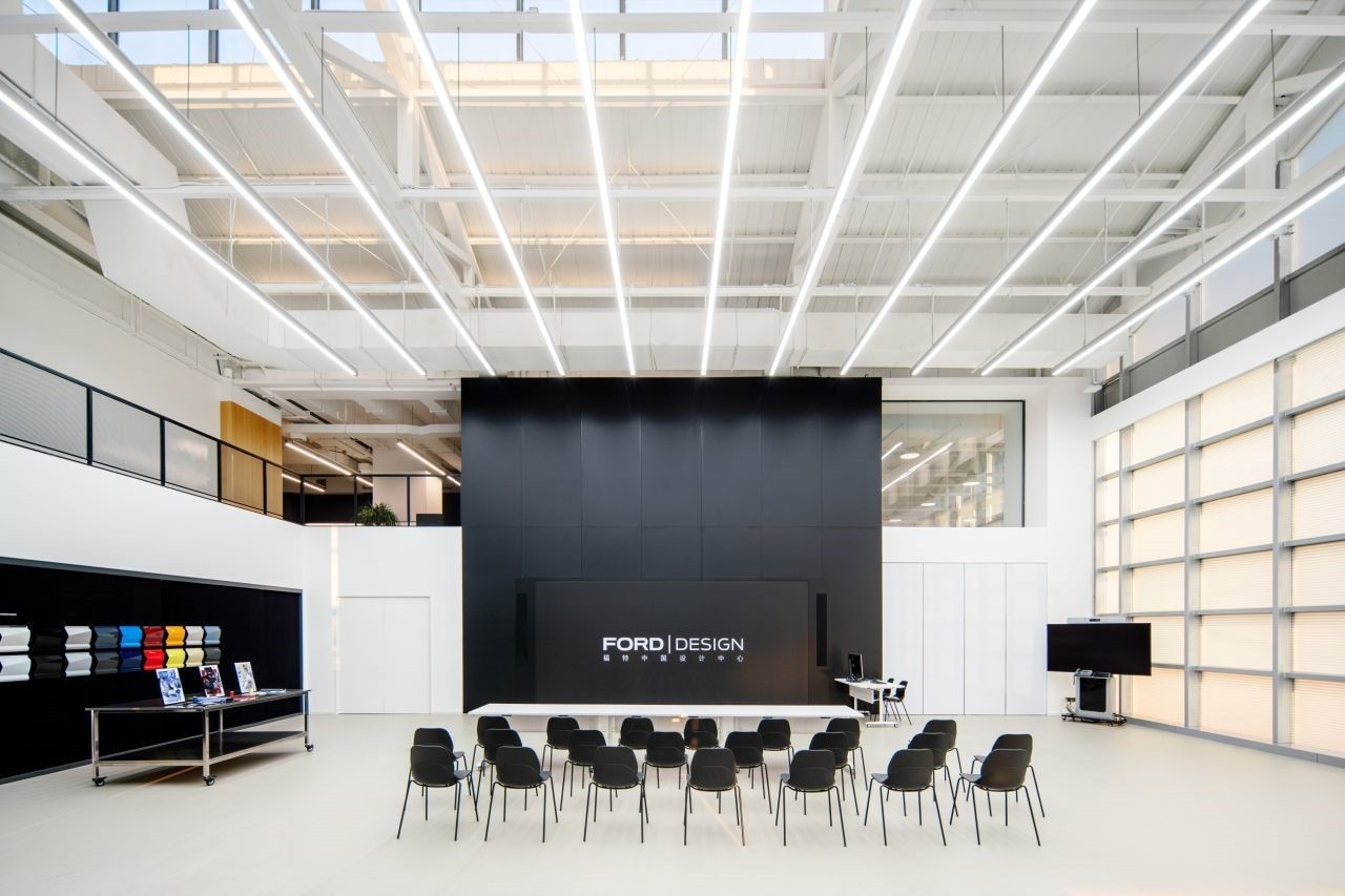 Ford Design Center auditorium with rows of chairs