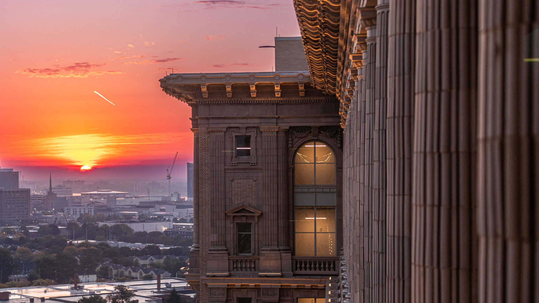 Image of Michigan Central Station at sunset